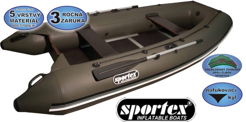 Sportex čln - Shelf 330cm pevná podlaha so stredovým kýlom 
